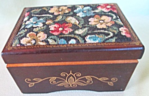 Wood Music Box Tapestry Cover Edelweiss