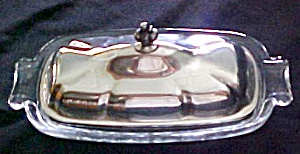 Silver Plated Covered Butter Dish Glass Base