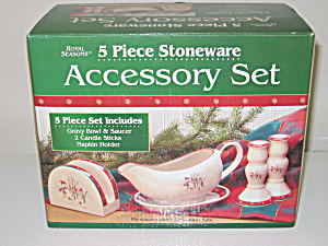 Royal Seasons Snowmen Stoneware 5 Pc Accessory Set