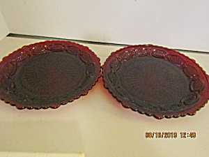 Vintage Avon Cape Cod Ruby Red Dessert Boxed Plate Set