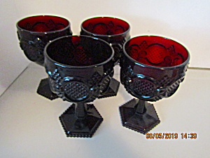 Vintage Avon Cape Cod Ruby Red Wine Glass Set