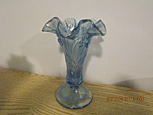 Fenton Light Blue Ruffled Edge Daffodil Vase