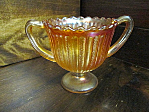 Vintage Fenton Stippled Rays Marigold Open Sugar Bowl