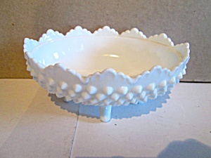 Vintage Hobnail Oval Candy Milk Glass Dish