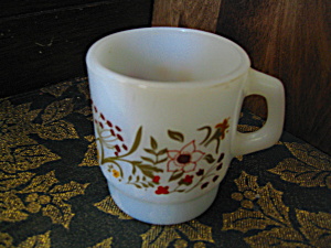 White Wildflower Anchor Hocking Coffee Mugs