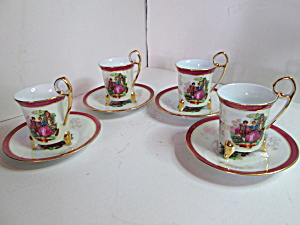 Vintage Yusui Victorian Couple Tea Cup & Saucer Set