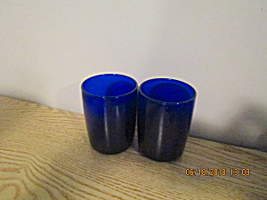 Vintage Libbey Bristol Blue Two Glass Set
