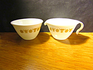 Vintage Butterfly Gold Creamer And Suger Bowl