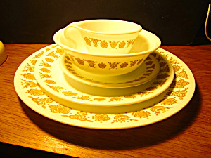 Vintage Corelle Butterfly Gold Dinnerware Place Setting