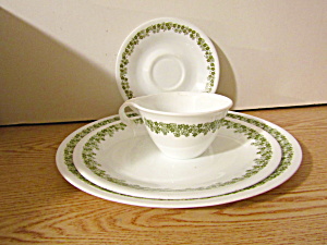 Vintage Corelle Spring Blossom Green Place Setting