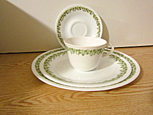 Vintage Corelle Spring Blossom Green Place Setting 2