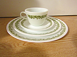 Vintage Corelle Spring Blossom Green Place Setting 3