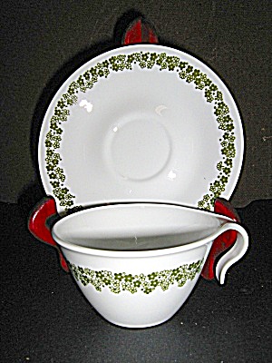 Vintage Corelle Spring Blossom Green Cup/saucer Set