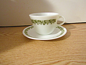 Pyrex Spring Blossom Green Coffee Cup & Saucer