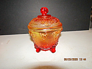 Vintage Glass Jeannette Amberina Candy Dish