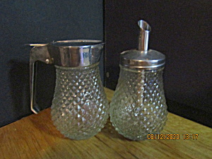 Vintage Indiana Glass Diamond Point Sugar & Creamer Set