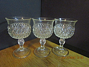 Vintage Indiana Glass Diamond Point Wine Glass Set