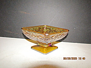 Vintage Indiana Glass Amber Pineapple & Floral Dish