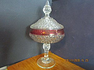 Vintage Indiana Glass Ruby Flash Covered Candy Dish