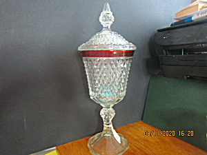 Vintage Indiana Glass Ruby Flash Covered Footed Urn