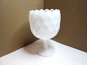 Vintage Milk Glass Pedestal Compote Goblet Bowl Vase