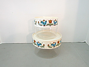 Vintage Pyrex Store-n-see Country Festival Canister Set