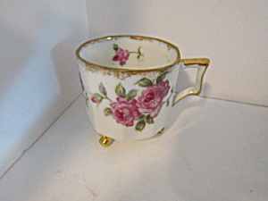 Vintage Decorative Pink Floral Rose Footed Cup