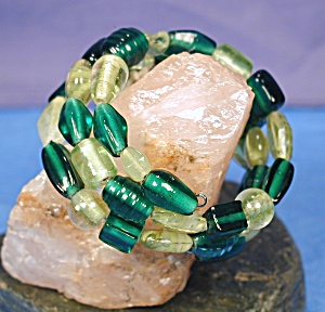 Shades Of Peridot & Emerald Lampwork Glass Wr