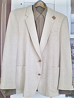 Vintage Mens White Wool Sportcoat- Suede Sleeve Patches