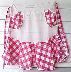 Apron Vintage 1950s Red/white Gingham/organza
