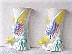 Wall Vases Vintage 1949 Stylized Bird