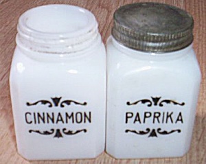Milk Glass Paprika And Cinnamon Shakers