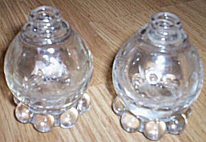 Pair Imperial Candlewick Shakers Cut Floral Pattern