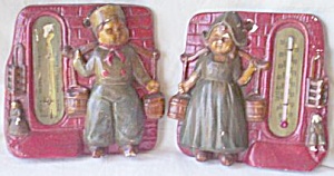 Jack And Jill Chalkware Wall Weather Plaques
