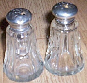 Antique Cut Glass Shakers With Sterling Lids
