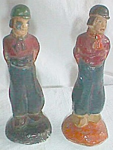 2 Miniature Chalkware Dutch Boys Figurines