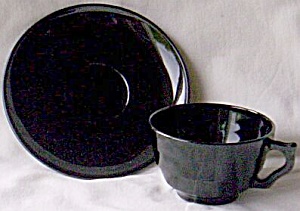 Black Glass Cup And Saucer