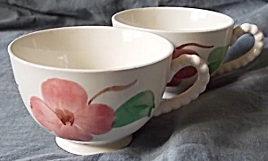 2 Blue Ridge Pottery Cups Twin Flowers