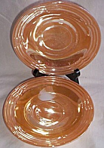 2 Fire King Saucers Three Bands Peach Luster