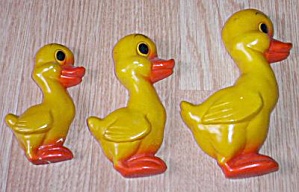 Vintage Chalkware Duck Family Wall Hangers