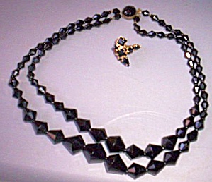 Antique German Black Glass Necklace Earrings