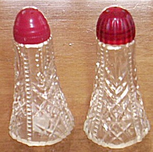 Pair Antique Glass Shakers Zipper And V