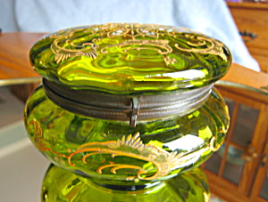 Large Antique Moser Enameled Jar