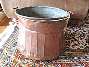 Antique Ribbed Copper Bucket