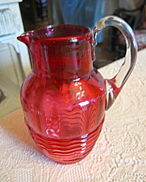 Cranberry Glass Pitcher Vintage