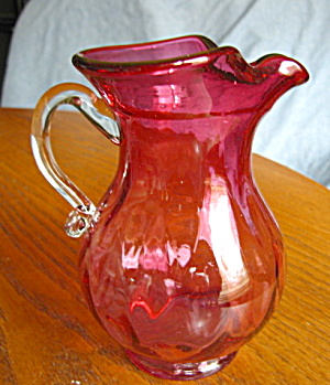 Vintage Cranberry Glass Pitcher
