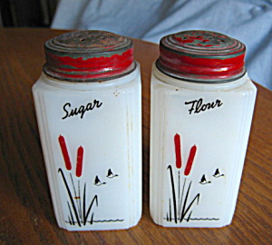 Depression Glass Flour & Sugar Jars