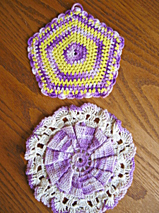 Vintage Crocheted Purple Potholders