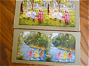 Two Vintage Stereo Viewer Cards