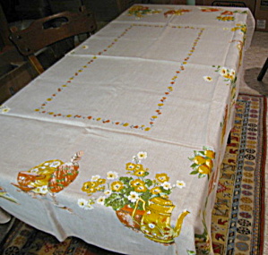 Vintage Linen Kitchen Tablecloth